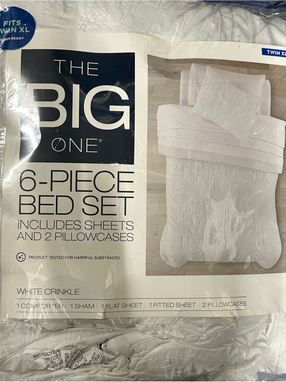 The Big One White Crinkle 6-Piece Bed Set